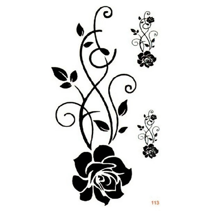 Черные розы Временные татуировки боди-арт ARM флэш наклейки 6*10 см