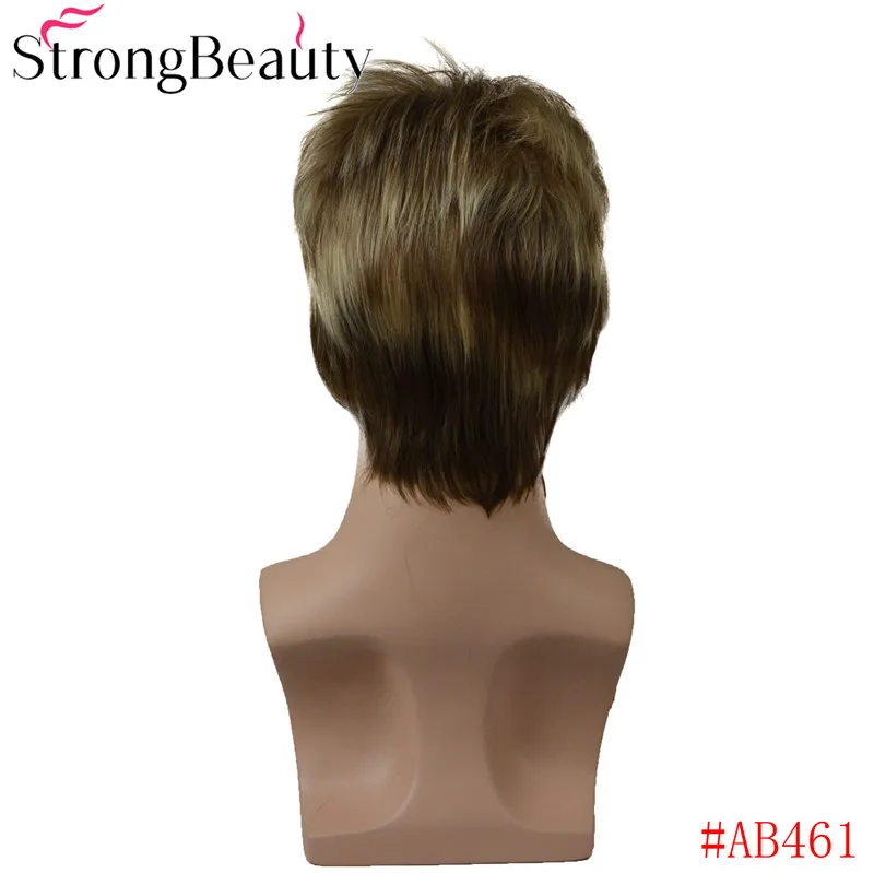 AB461 StrongBeauty короткий мужской парик прямой блонд/коричневый синтетический парик мужской Hiar жаростойкий монолитный парик выбор цвета - Цвет: AB461
