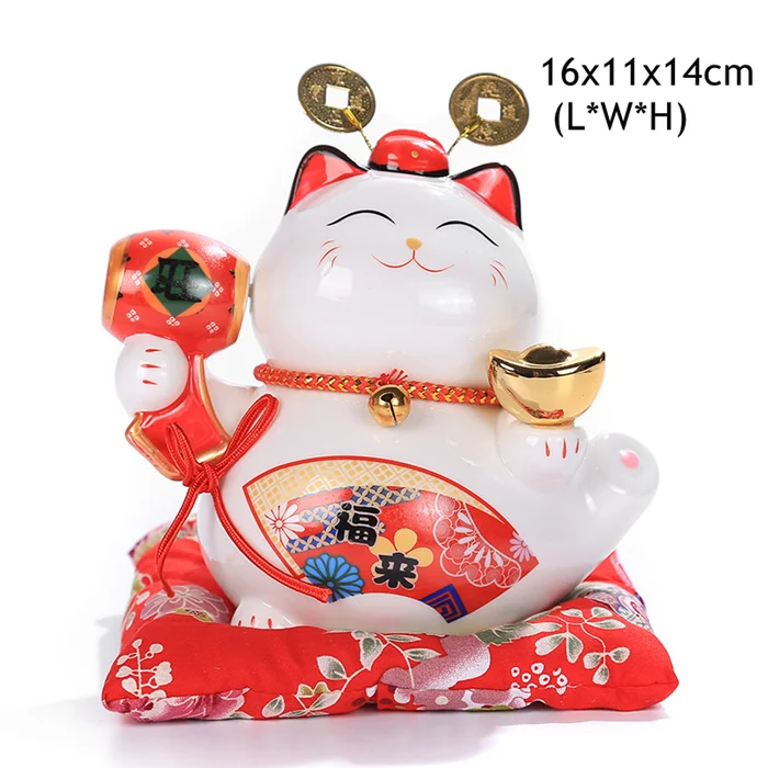 A 6 дюймов Maneki Neko керамика Lucky Cat домашний декор фарфоровые украшения милые Фортуны кошка копилка фэншуй ремесла - Цвет: A