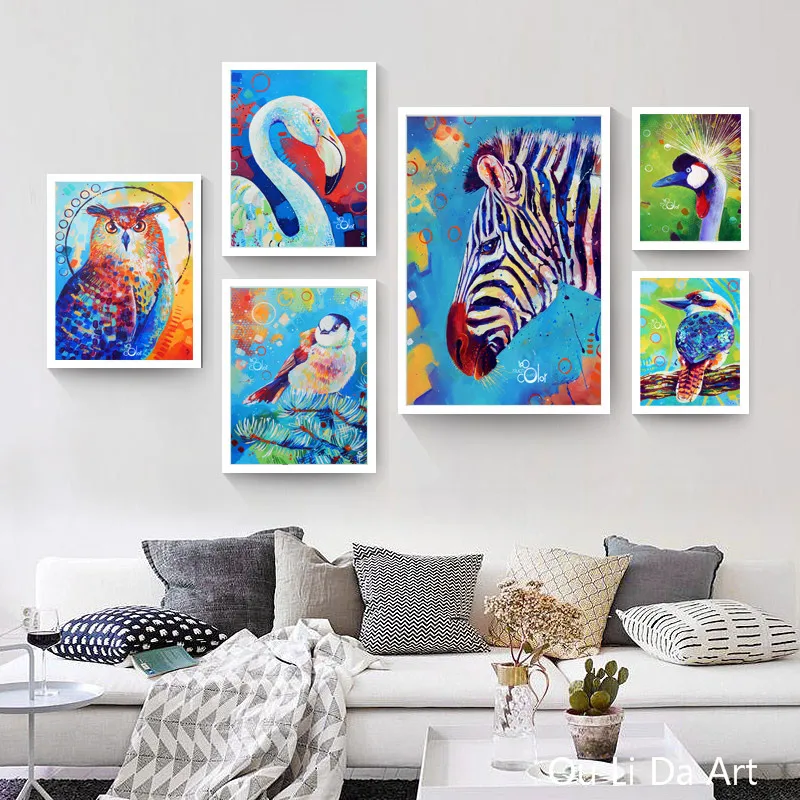 Без рамки изображение животных красочная сова лебедь обезьяна печать картина