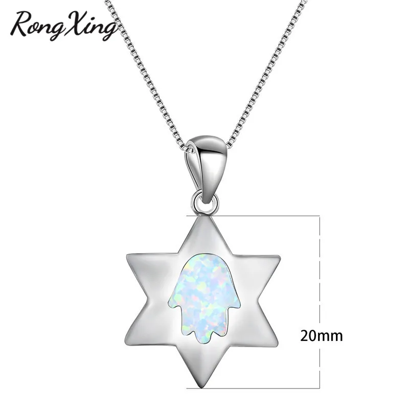 RongXing Белый/Синий огненный опал звезда кулон призрак ожерелья для женщин