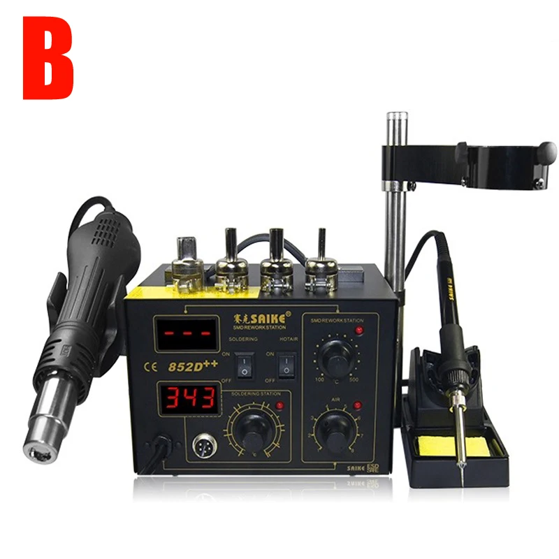 Паяльная станция Saike 852D ++ паяльная 2 в 1 с паяльником и стойкой для пневматического