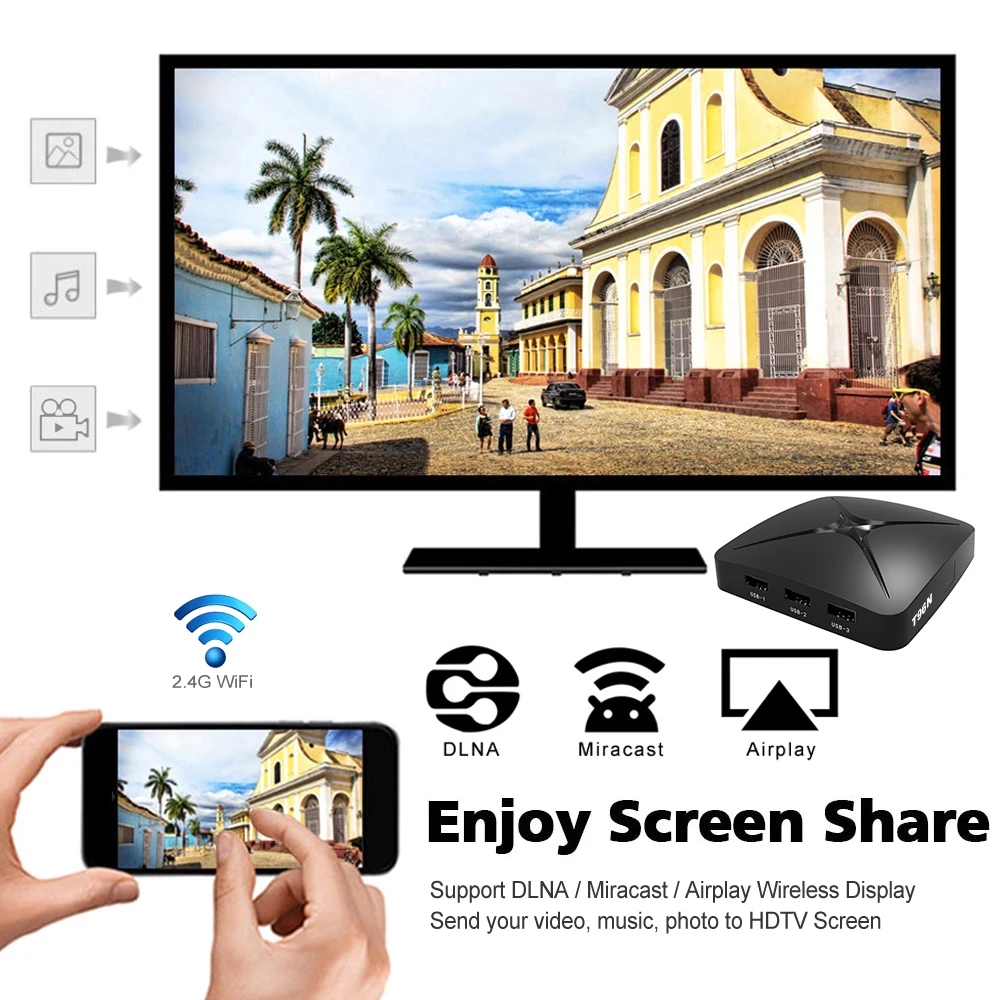 ТВ приставка T96N + Smart Android 7 1 4 ГБ/32 ГБ четырехъядерный процессор RK3328 4K USB3.0 DLNA Miracast