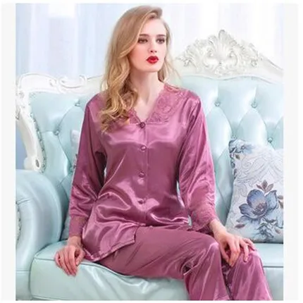 2019 женские шелковые атласные пижамные комплекты повседневная одежда для сна с
