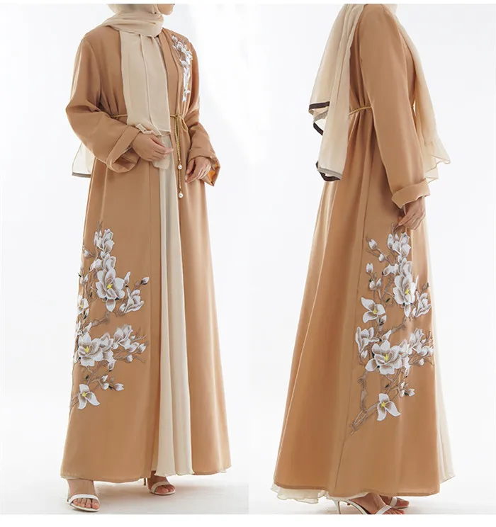 Muslim women's heavy industry embroidered cardigan burqa