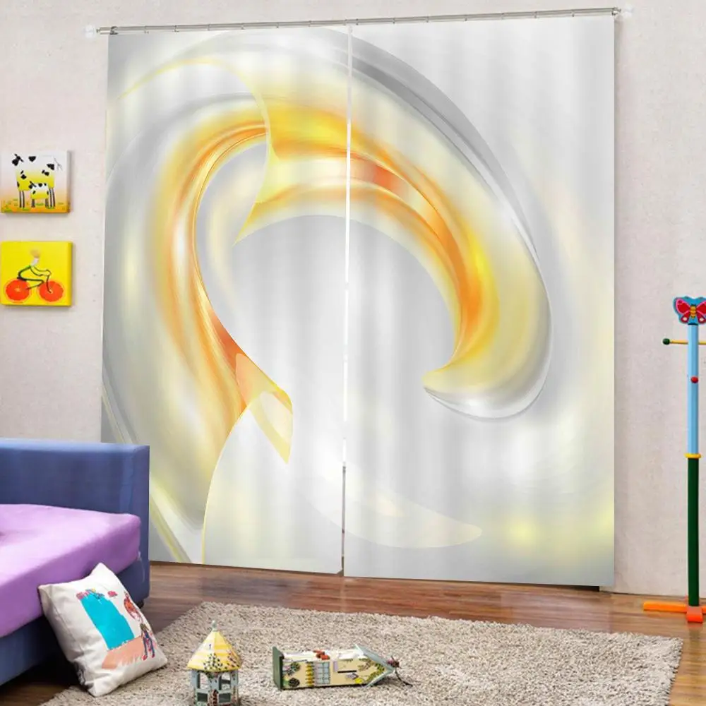 3D Curtain Luxury Blackout Window Living Room white yellow curtains curtain | Дом и сад