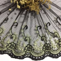 handmade black lace fabric gold embroidery for clothes doll dress home textiles diy curtain apparel sewing lace trim accessories