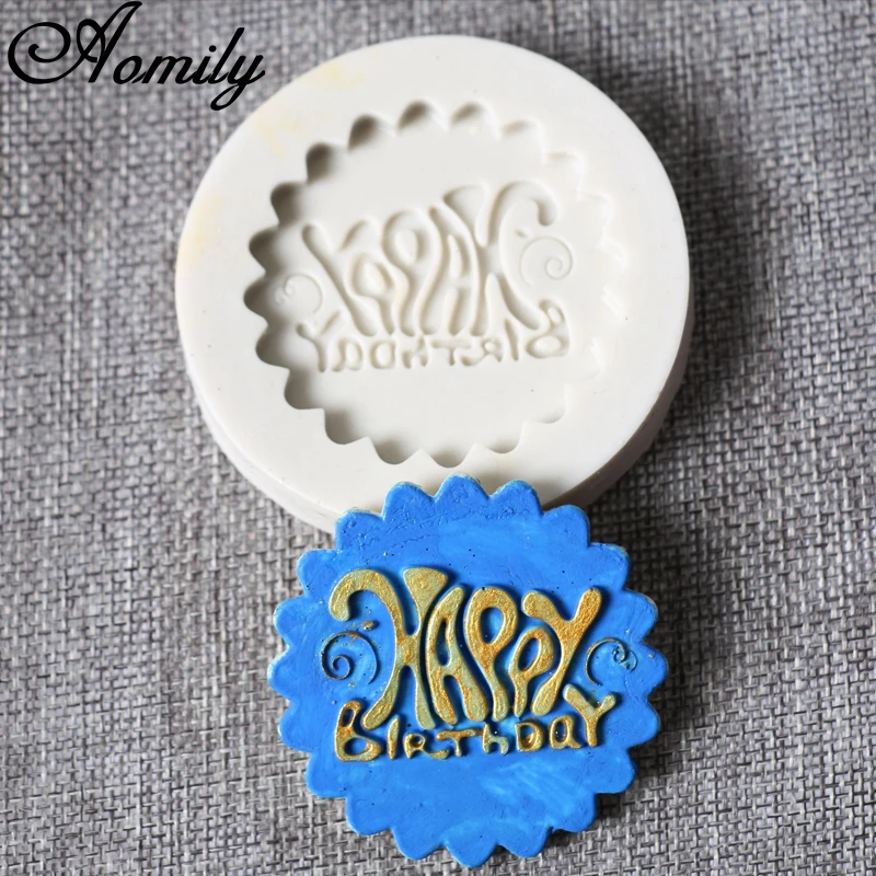 

Aomily с днем рождения силиконовая форма для торта помадка DIY Ручная форма для шоколада, посуда для печенья Sugarcraft инструмент для украшения выпе...