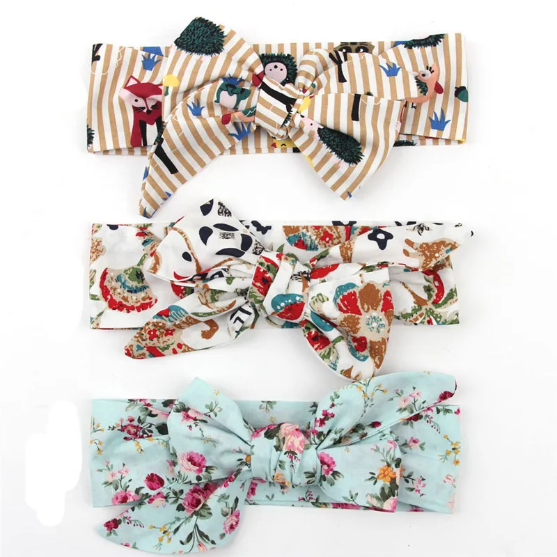 Повязка на голову для девочек резинка новорожденных с бантом в пасторальном