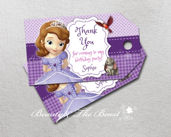 Персонализированные SOFIA THE FIRST Спасибо Теги София подарочные сувениры принцессы