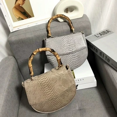 Женские Сумки из искусственной кожи Бамбуковая ручка кошелек на плечо дневной