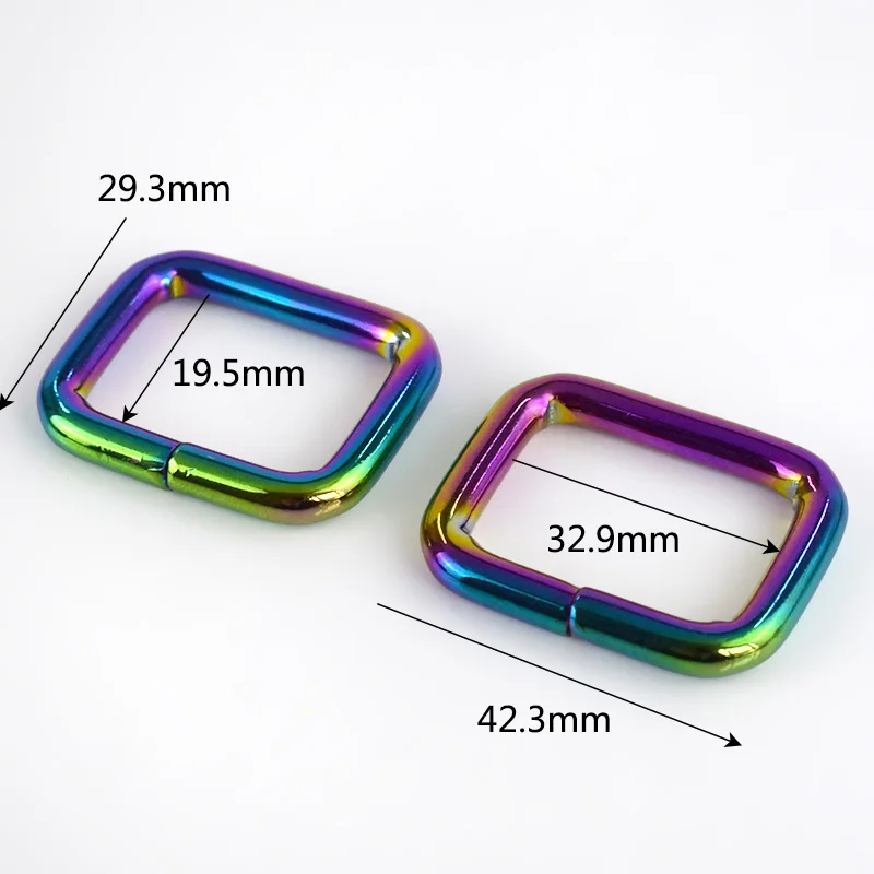 33mm Meetee 20 штук 26/33/38 мм металлический квадратный d-образным кольцом регулировки веб-ремень с пряжкой застежка для сумки повесить крюк DIY Чемодан аппаратных аксессуаров BF228 - Цвет: 33mm