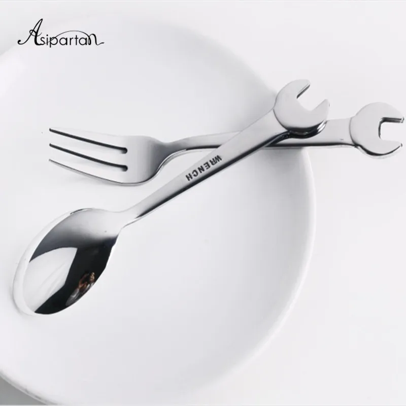 Asipartan 1 шт. набор столовых приборов из нержавеющей стали креативный ключ кофейная