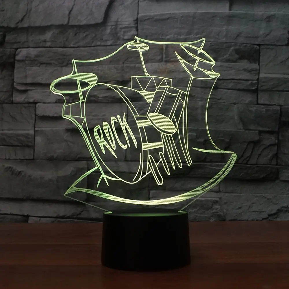 Творческий 3D Led градиенты Ночной светильник 7 Цвета изменение барабанной стойкой