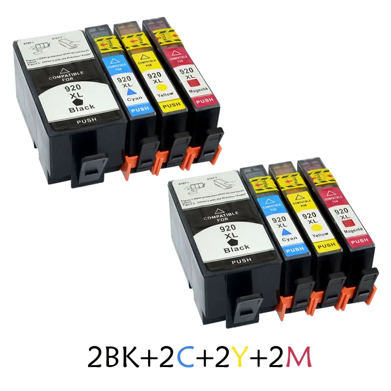 

8pcs XiongCai Compatible Ink Cartridges For HP 920 Deskjet 6000 6500 7000 7500A printers cartridge For HP920 XL 920XL with chip