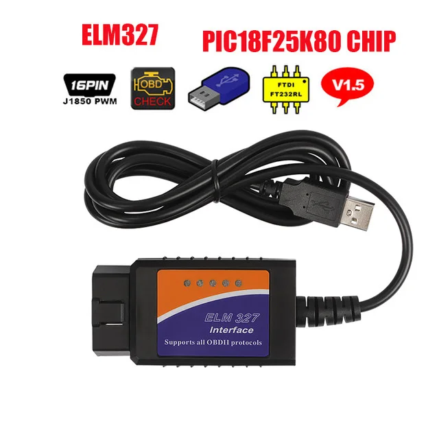 elm327 with 25k80 OBD2 ELS27 FORScan PIC24HJ128GP+ FTDI микрочип диагностический инструмент для Mazda/для Lincoln/для Mercury предназначен для работы над ELM327 и J2534 - Цвет: elm327 with 25k80
