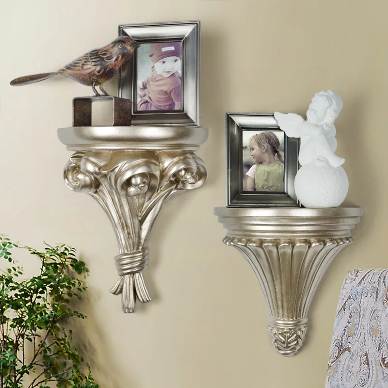

Gold Pastoral Art Wall Hanging Holder European Standard Wall Decorative Display Shelf for Picture Living Room/hotel Supplies