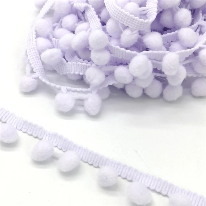 Light Purple 2 ярдов кружево с помпонами отделка шар лента мини жемчуг помпон лента с бахромой шитье кружево трикотажная ткань ручная работа, сделай сам, Ремесло АКСЕССУАРЫ - Цвет: Light Purple