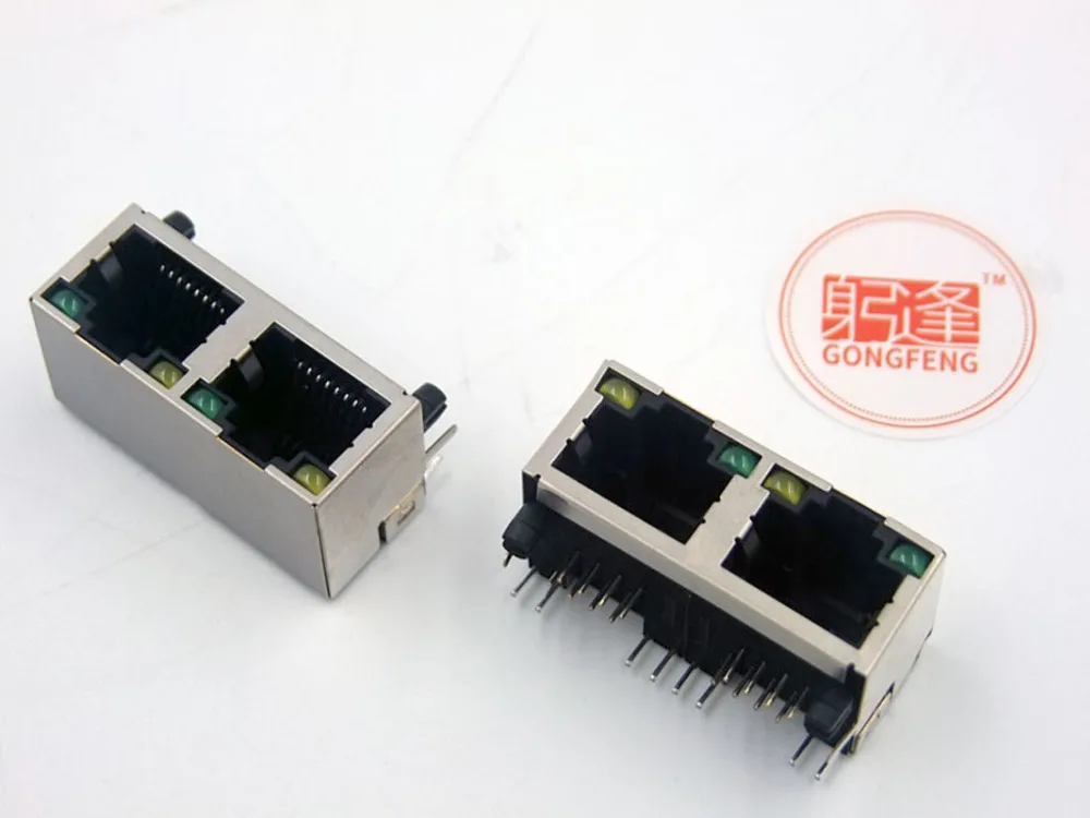 Novos Conectores de Terminal Rj45 1×2 com Interface de Rede Leve Mãe 56 8p8c com Cobertura 100 Embutida