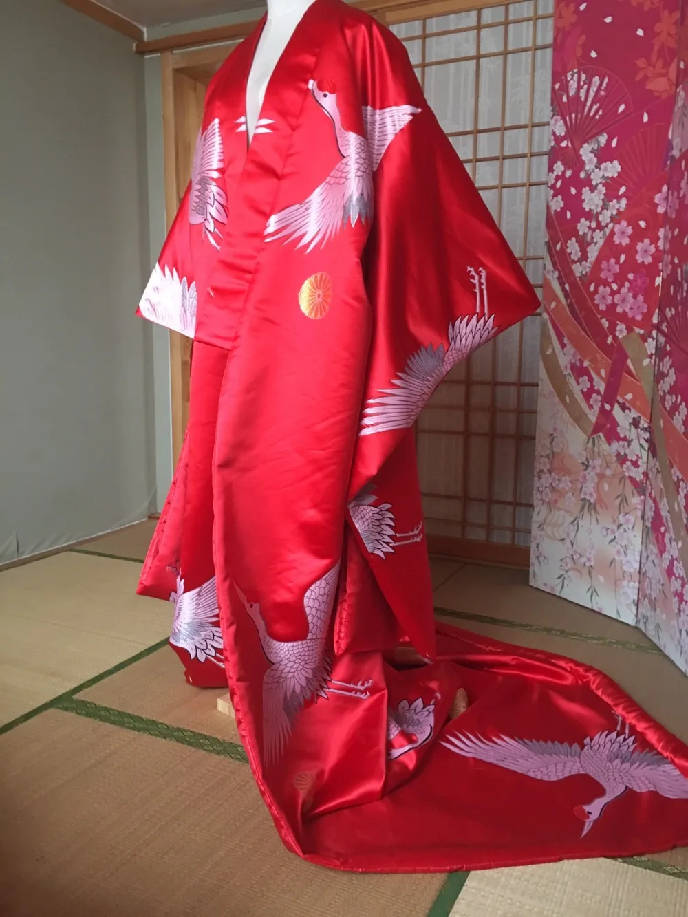 Japanese Custom Made Kimono Outer Garment Tail Costume Beautiful Woman Dress Japanese Performance Kimono