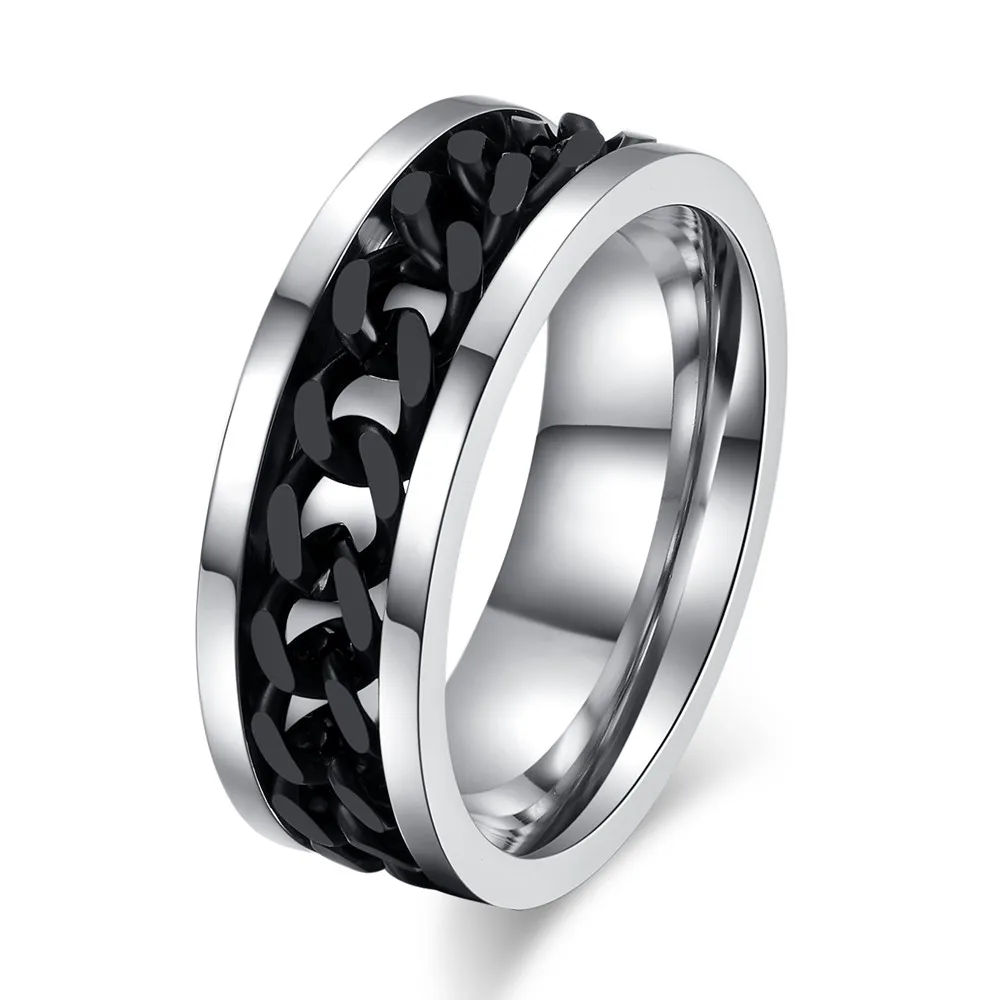 Titanium Ring Men chain shackles Smooth Simple Wedding Couples Rings Bijouterie bague homme R-016 titanium ring men | Украшения и