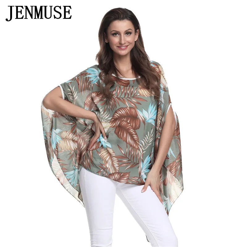 Женские шифоновые топы Jenmuse летние однотонные повседневные рубашки большого