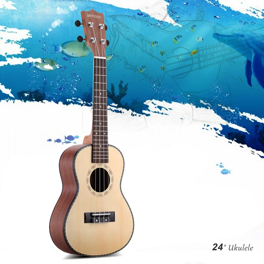 Ammoon 24 &quotUkelele Spruce Sapele Ukulele Rosewood гриф 4 струны музыкальный инструмент подарок для