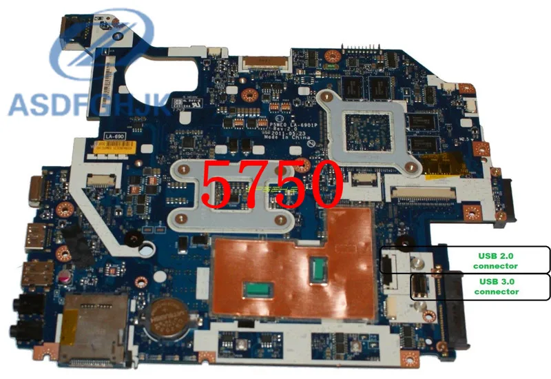 Материнская плата для ноутбука ACER Aspire 5750 5750G материнская P5WE0 LA 6901P HM65 DDR3