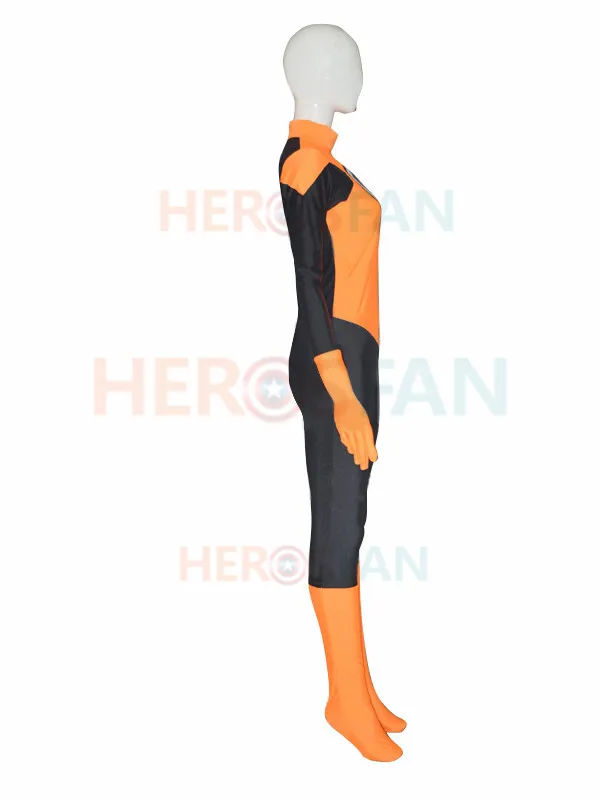 Оранжевый костюм супергероя для косплея Хэллоуина вечеринки бесплатная