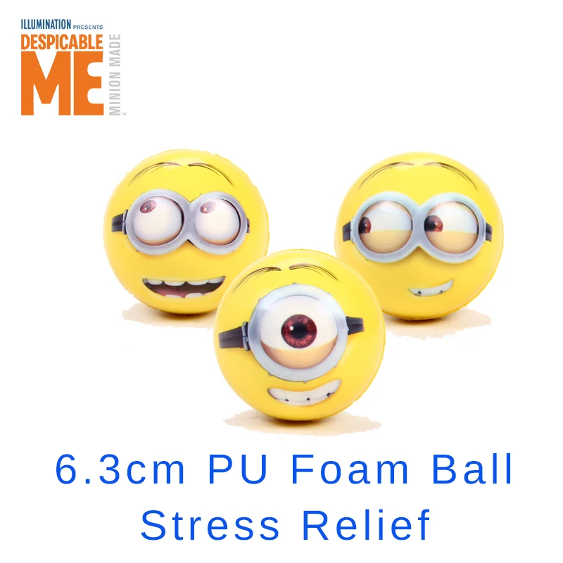 Minions random face Миньон 6,3 см мягкий на ощупь PU пенопластовый мяч рука запястье упражнения игрушки шары лицо печать губка пена мяч сжать стресс мяч облегчение игрушка - Цвет: Minions random face