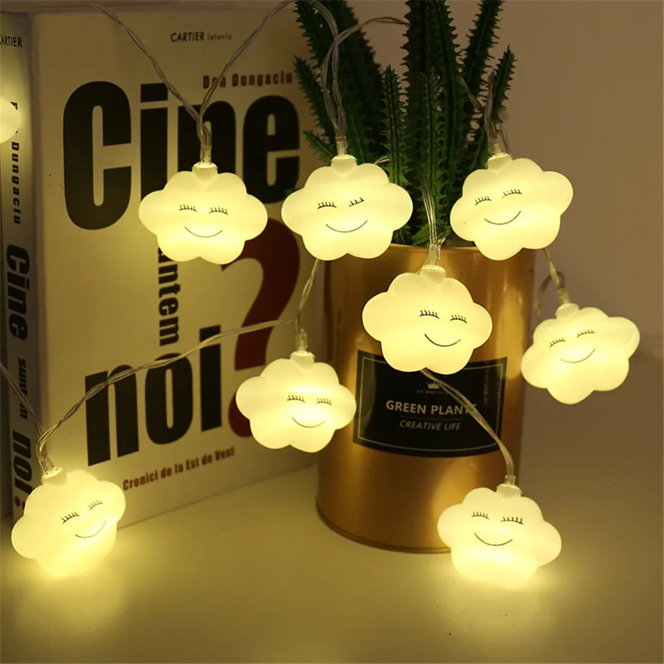 

Smile LED Cloud Lamps 3M 6M String Fairy Lights Battery Powered for Christmas Xmas Wedding Birthday Party Room Decorations
