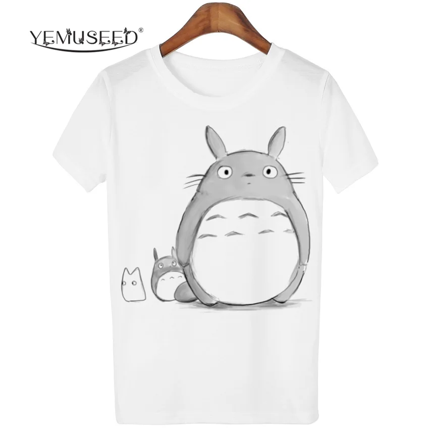 Повседневная женская футболка Футболка Harajuku Totoro женские топы с принтом круглым