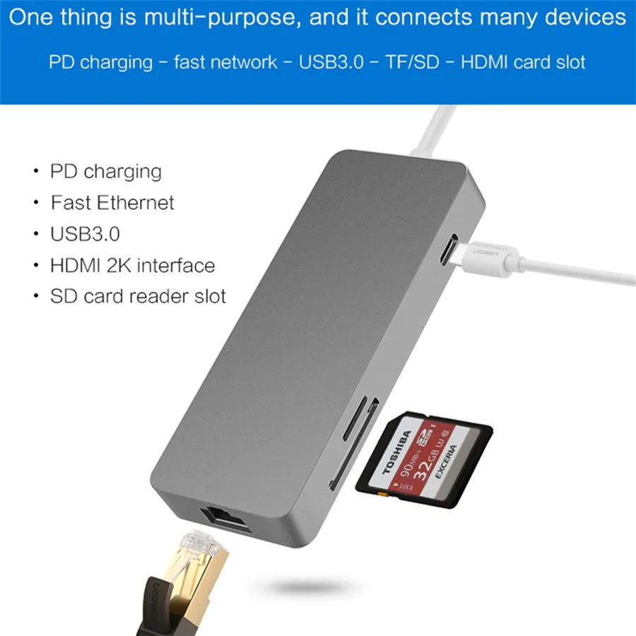Thunderbolt 3 USB C концентратор HDMI RJ45 lan адаптер многопортовая док станция 0 Type зарядный