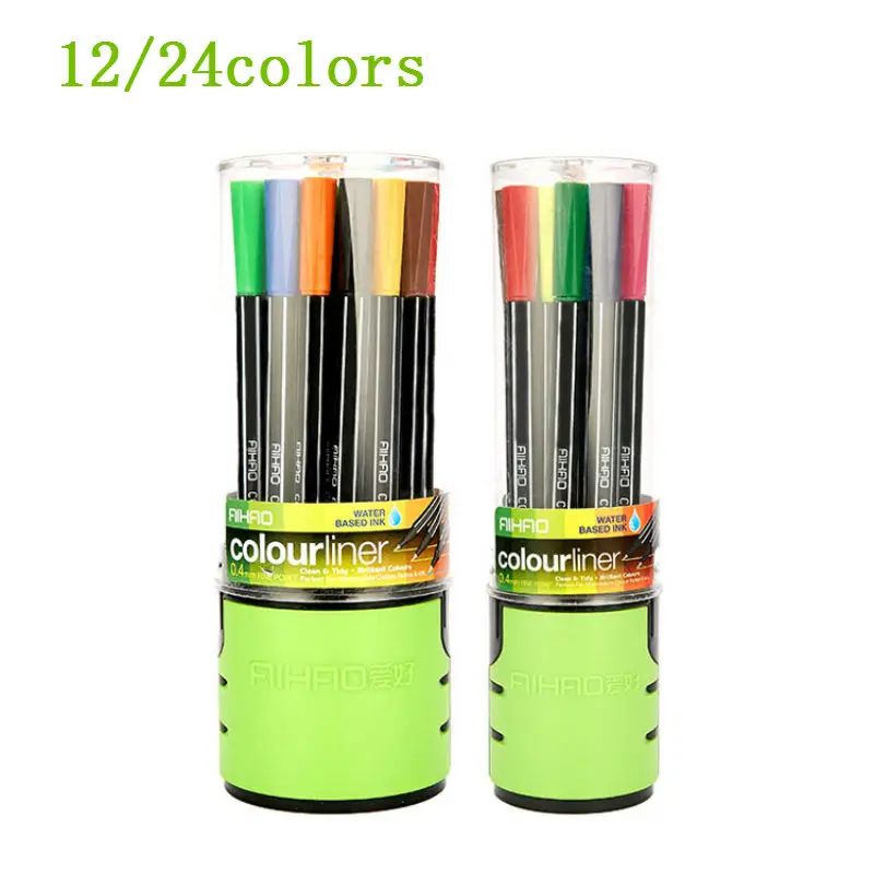 0.4 Mm 24 Colors Fineliner Pens Marco Super Fine Draw Marker Pen Water Based Assorted Ink No-tox Material High quality ink