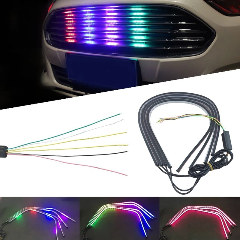 

Car LED Knight Rider Colorful Strip Light For Headlight Front Grille DRL Flowing Amber Turn Signal Lights Car Styling