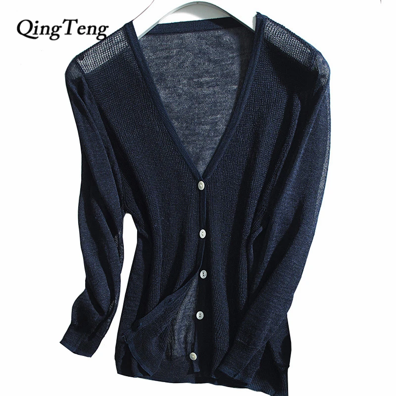 Summer Female Cardigan Big Size Thin Knitted Short Sweater Blusas Sunscreen High Grade Women V Neck Knitwear Transparent |