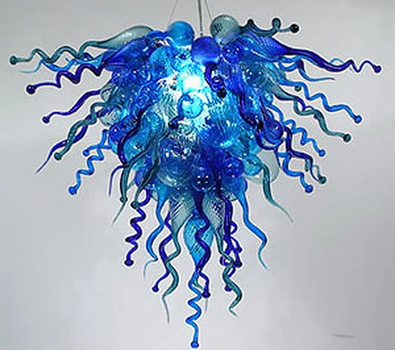 

GIRBAN Fashionable Blue Color LED Chandelier Lighting CE UL100% Handicraft Style Blown Glass Living Room Chandeliers for Home