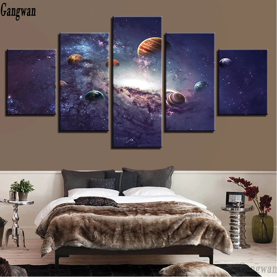 

Full square Round DIY Diamond Painting 5 Panel Starry Sky Planet Landscape Picture Of Rhinestones Embroidery mosaic Cross Stitch