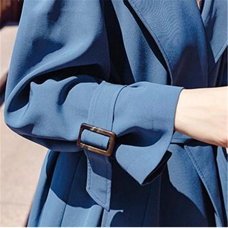 

2018 New Plus Size Fashion Women Loose Casual Vintage Long section Bf style belt Over the knee windbreaker Female coat L0216