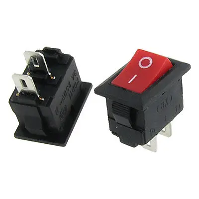 

10pcs AC 250V 3A 2 Pin SPST ON/OFF 2 Position Mini Boat Rocker Switch Red Button 15x10mm