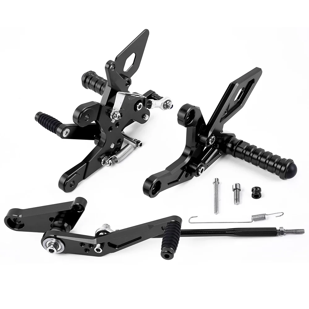 Регулируемый всадник задний Набор Rearsets подножка подножки для ног подножки для Honda CB500F CBR500R CB500 CBR 500 F R - Цвет: Черный