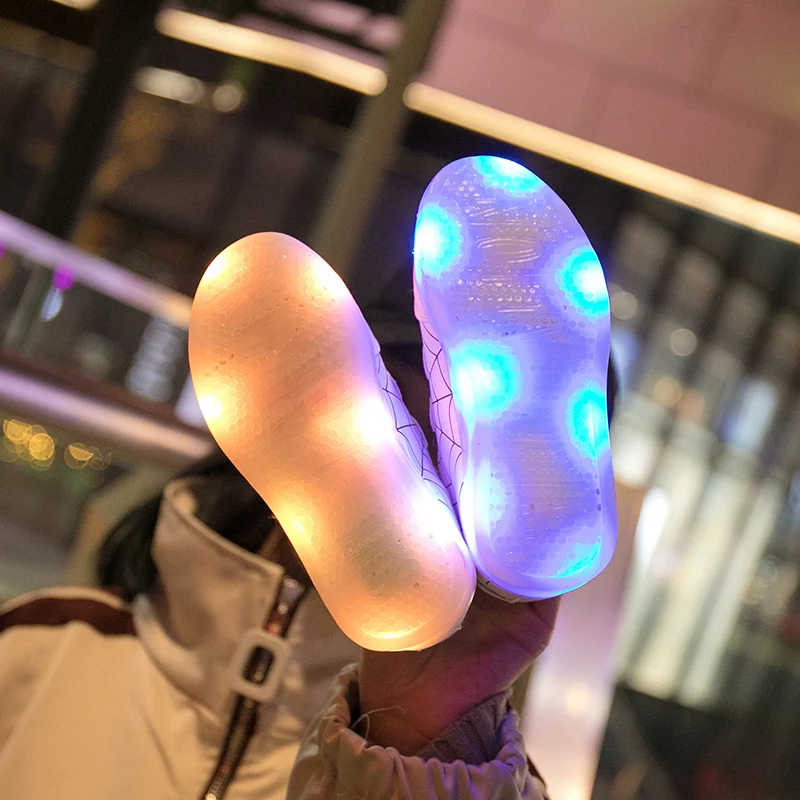 Led Luminous Shoes Glowing Children Sneakers Baby Boys Girl Fashion Light Up Casual kids 7 Colors USB Charge LED Simulation Sole | Детская