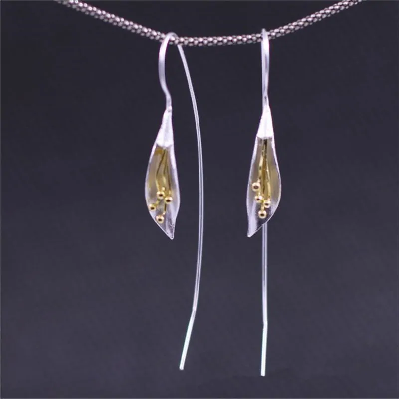 

LUKENI Latest Girl Gold Flower Drop Earrings Jewelry Charm Silver 925 Earrings For Women Engagement Party Accessories Lady Gift