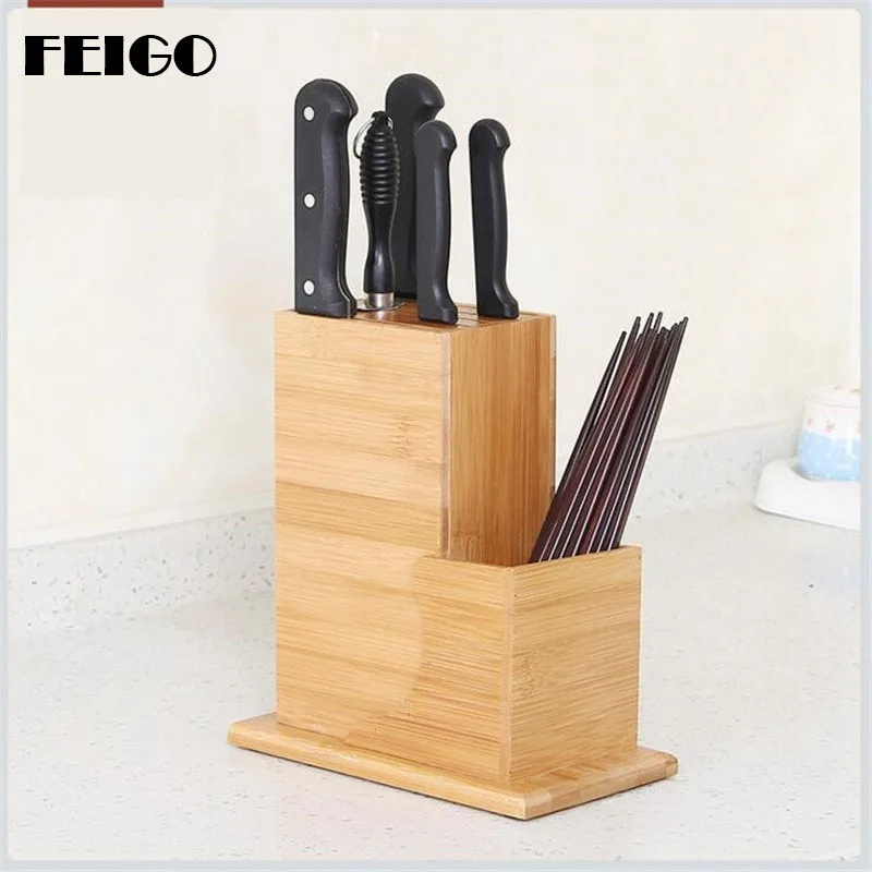 FEIGO 1 шт. бамбуковая стойка для ножей многофункциональная креативная хранения с