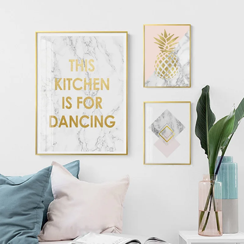 Большая мечта письмо Золотой ананас Nordic плакат холст Картины Плакаты и отпечатки