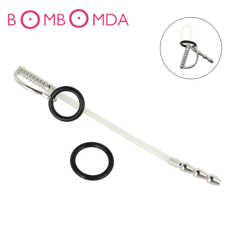 

Sex Male Masturbator Catheter Urethral Stretching Penis Plug Sex Toys for Man Urethral Dilators Sounding with Penis Delay Ring