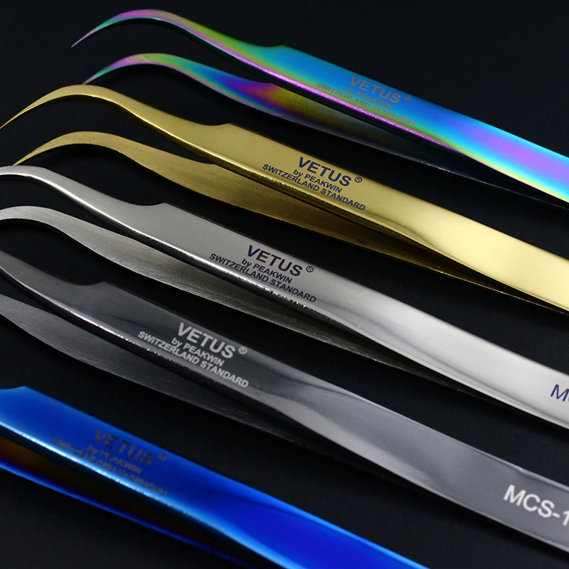 100% Пинцет VETUS MCS 15/12 серии Красочные пинцеты для наращивания накладных ресниц из