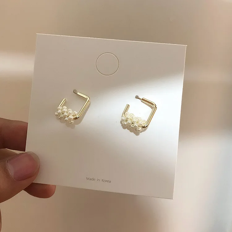 C AOMU модные серьги-подвески из серебра S925 пробы с жемчугом и золотыми металлическими полыми подвесками для женщин и девушек, вечерние ювелирные изделия, подарок, аксессуары - Окраска металла: C