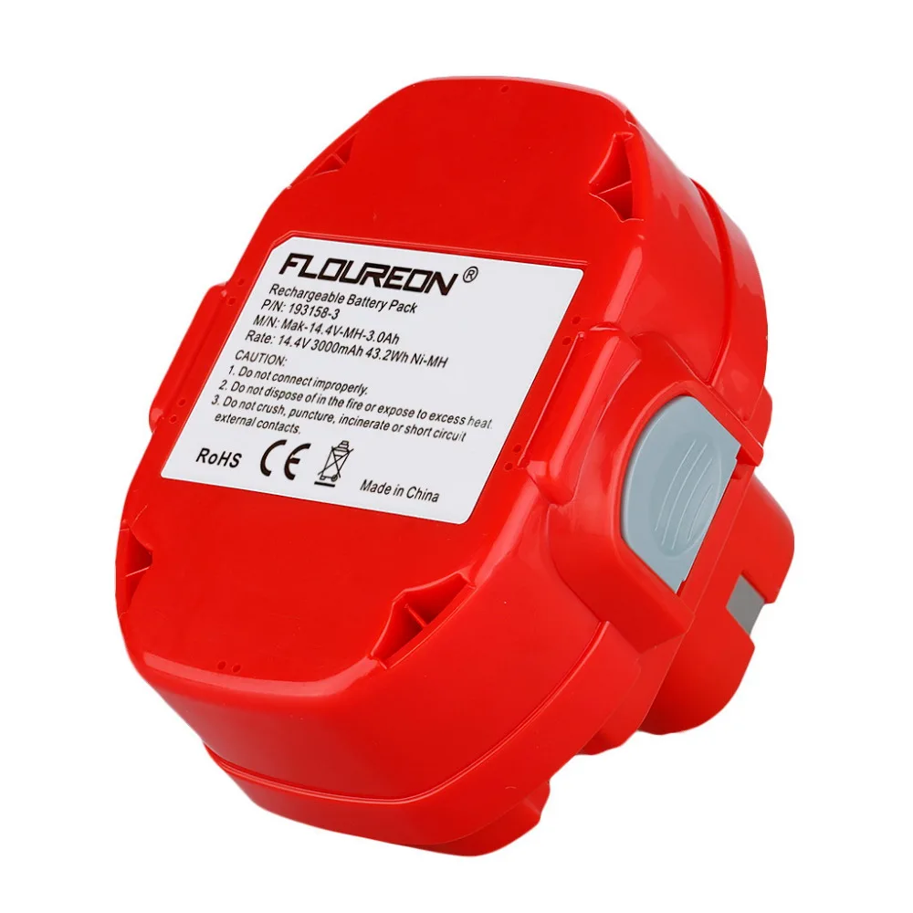 Аккумуляторная батарея FLOUREON 14 4 V 3000mAh Ni MH для Makita PA14 JR140D 1420 1422 1433 1434 1435F 192699 A 6381D