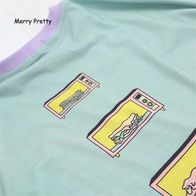 Оригинальная Женская свободная футболка в стиле Харадзюку Merry Pretty топы с круглым